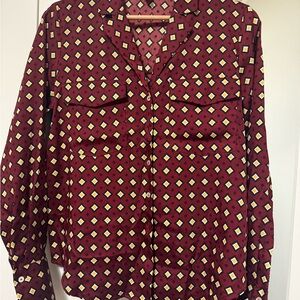 Forever 21 Burgundy Diamond Pattern Shirt